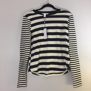 Popsugar black and white striped long sleeve shirt